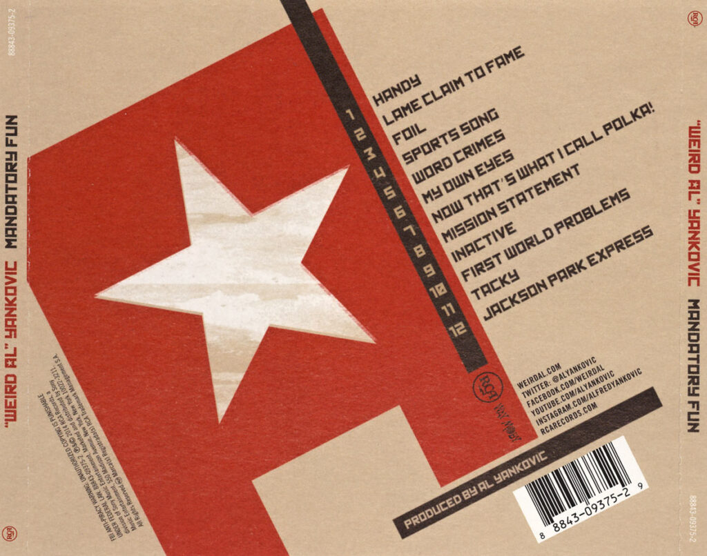 Weird Al Yankovic - Mandatory Fun Track List Back Cover